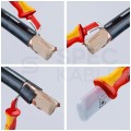 Nóż hakowy do ściągania izolacji kabli 180mm ze stopką prowadzącą izolowany VDE 1kV dla elektryka KNIPEX 98 55