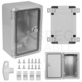 Obudowa plastikowa skrzynka hermetyczna, drzwi transparentne ABS 300x200x130mm IP65 NEKU