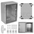 Obudowa plastikowa skrzynka hermetyczna, drzwi transparentne ABS 350x250x150mm IP65 NEKU