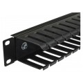 Organizator kabli do szafy RACK 19" 1U metal/plastik czarny Alantec zamykany