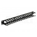 Organizator kabli do szafy RACK 19" 1U metalowy czarny NEKU zamykany