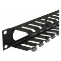 Organizator kabli do szafy RACK 19" 1U metalowy czarny NEKU zamykany