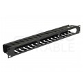 Organizator kabli do szafy RACK 19" 1U metalowy czarny NEKU zamykany