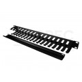 Organizator kabli do szafy RACK 19" 1U metalowy czarny zamykany