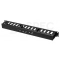 Organizator kabli RACK 19" 1U grzebieniowy zamykany metalowy czarny z przepustami