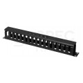 Organizator kabli RACK 19" 1U grzebieniowy zamykany metalowy czarny z przepustami