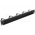 Organizator kabli RACK 19" 1U metalowy czarny NEKU z uchwytami i przepustami szczotkowymi