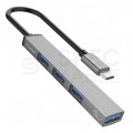 ORICO Adapter 4w1 Hub USB 3.1 typ-C -> 3x USB 2.0 A + 1x USB 3.0 A 5Gbit/s srebrny 15cm