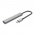 ORICO Adapter 4w1 Hub USB 3.1 typ-C -> 3x USB 2.0 A + 1x USB 3.0 A 5Gbit/s srebrny 15cm