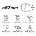 Otwornica Bimetalowa 67mm do stali, drewna, tworzywa itp. GRAPHITE 57H928