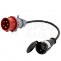 OUTLET Adapter siłowy wtyk [5p] 16A / gniazdo [2P+Z] 16A 230V IP44 na kablu OW 3x1,5mm2 0,5m