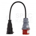 OUTLET Adapter siłowy wtyk [5p] 16A / gniazdo [2P+Z] 16A 230V IP44 na kablu OW 3x1,5mm2 0,5m