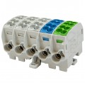 OUTLET Blok rozdzielczy odgałęźny Al/Cu (max. 25mm2) na szynę TH35 kolorowy 5x (3x szary,1x niebieski, 1x zielony) CB 35 SIMBLOCK SIMET