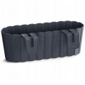 OUTLET Doniczka balkonowa Boardee Hook, donica antracytowa 4,9L z uchwytami 212x383x130mm Prosperplast