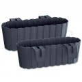 OUTLET Doniczka balkonowa Boardee Hook, donica antracytowa 4,9L z uchwytami 212x383x130mm Prosperplast