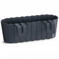 OUTLET Doniczka balkonowa Boardee Hook, donica antracytowa 4,9L z uchwytami 212x383x130mm Prosperplast