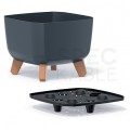 OUTLET Doniczka Gracia Square, donica antracytowa na nóżkach 240x240x187mm Prosperplast