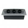 OUTLET Gniazda wpuszczane w blat 3x2P+Z srebrne