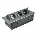 OUTLET Gniazda wpuszczane w blat 3x2P+Z srebrne