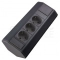 OUTLET Gniazdo meblowe narożne CORNER BOX czarne potrójne 3x [2P+Z] Schuko 16A z przewodem 1,8m