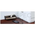 OUTLET Gniazdo meblowe narożne CORNER BOX srebrno-czarne podwójne 2x [2P+Z] 16A + gniazdo ładowania USB A + USB C (5V / 2,1A) z przewodem 1,8m