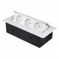 OUTLET Gniazdo meblowe wpuszczane w blat potrójne 3x 230V 2P+Z z przewodem 1,5m metalowe białe ADELID