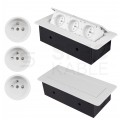 OUTLET Gniazdo meblowe wpuszczane w blat potrójne 3x 230V 2P+Z z przewodem 1,5m metalowe białe ADELID