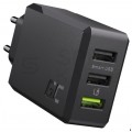 OUTLET Green Cell Ładowarka sieciowa 3x USB A [1x Ultra Charge 18W (12V / 1,5A) + 2x Smart Charge 12W (5V / 2,4A)] 30W czarna