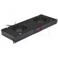 OUTLET Panel 2x wentylator RACK 19" 1U czarny NEKU z termostatem