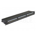 OUTLET Patch panel RACK 19" kat.6 24p FTP z półką 1U czarny BLANK