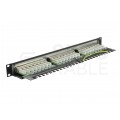 OUTLET Patch panel RACK 19" kat.6 24p FTP z półką 1U czarny BLANK