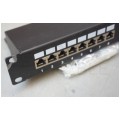 OUTLET Patch panel RACK 19" kat.6 24p FTP z półką 1U czarny BLANK