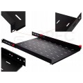 OUTLET Półka regulowana do szafy RACK 19" 1U 650mm czarna NEKU
