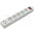 OUTLET Przedłużacz elektryczny Listwa zasilająca na 5 gniazd [2P+Z] + 2 gniazda USB (5V 2,1A) z wyłącznikiem biała 1,5m