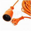 OUTLET Przedłużacz ogrodowy OMY 2x0,75mm2 (wtyk / gniazdo) 230V 6A bez uziemienia pomarańczowy 10m Kraft&Dele