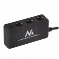 OUTLET Rozgałęźnik gniazda zapalniczki samochodowej na 3 gniazda 12V/24V + 2x USB 2,4A czarny
