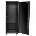 OUTLET Szafa stojąca RACK 19" 32U 600x600mm drzwi szklane czarna NEKU FLR + wyposażenie