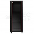 OUTLET Szafa stojąca RACK 19" 32U 600x600mm drzwi szklane czarna NEKU FLR + wyposażenie