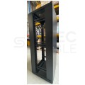 OUTLET Szafa stojąca RACK 19" 32U 600x600mm drzwi szklane czarna NEKU FLR + wyposażenie