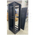 OUTLET Szafa stojąca RACK 19" 42U 600x800mm drzwi szklane czarna NEKU FLR + wyposażenie