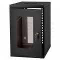 OUTLET Szafa wisząca RACK 10" 9U 300mm drzwi szklane czarna NEKU