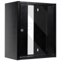 OUTLET Szafa wisząca RACK 10" 9U 300mm drzwi szklane czarna NETRACK S-Line