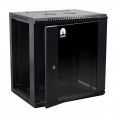 OUTLET Szafa wisząca RACK 19" 12U 450mm drzwi szklane czarna NEKU TS BOX