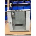 OUTLET Szafa wisząca RACK 19" 12U 500mm drzwi szklane szara NEKU TS BOX