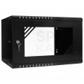 OUTLET Szafa wisząca RACK 19" 6U 350mm czarna z półką przeszklona PRO LIGHT
