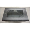 OUTLET Szafa wisząca RACK 19" 6U 350mm czarna z półką przeszklona PRO LIGHT