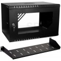 OUTLET Szafa wisząca RACK 19" 6U 350mm czarna z półką przeszklona PRO LIGHT