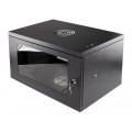OUTLET Szafa wisząca RACK 19" 6U 350mm drzwi szklane czarna NEKU ECO BOX