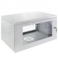 OUTLET Szafa wisząca RACK 19" 6U 350mm drzwi szklane szara NEKU ECO BOX