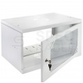 OUTLET Szafa wisząca RACK 19" 6U 350mm drzwi szklane szara z półką NEKU ECO BOX